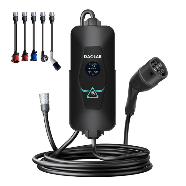 Daolar Type 2 Charging Cable 22KW 32A, 1 / 3-phase Mobile Wallbox with CEE & Schuko & Type 2 connector for Travel Camping