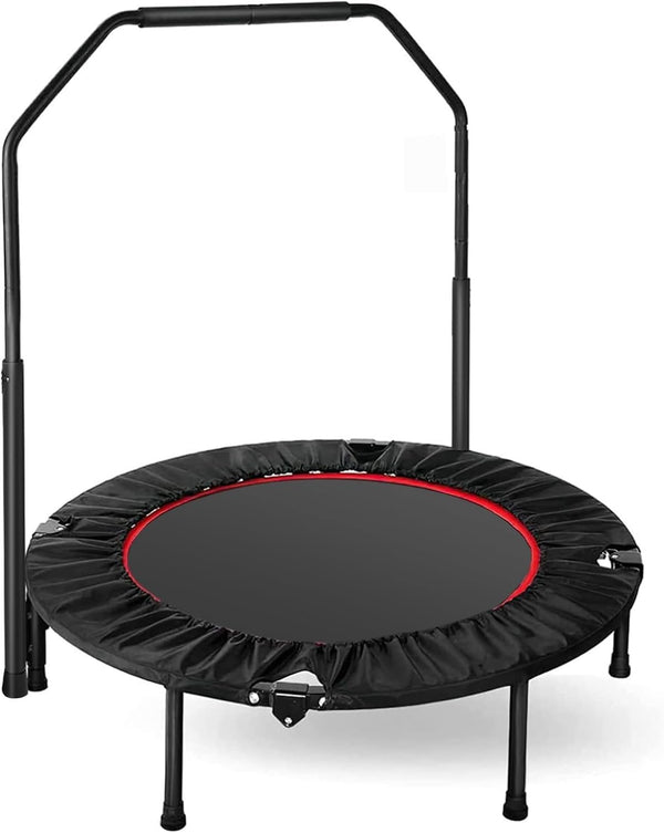 Trampolín de interior Daolar, diámetro 101 cm, trampolín de fitness plegable, trampolín para saltos de fitness, capacidad de carga 150 kg, altura de pasamanos ajustable, entrenamiento de resistencia