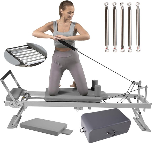 Daolar Pilates Reformer Stroj, Skládací Pilates Vybavení pro domácí cvičení, Skládací Pilates Reformer Suit, Pro Reformer Body Stamina Protahování Balanční cvičení Cvičení